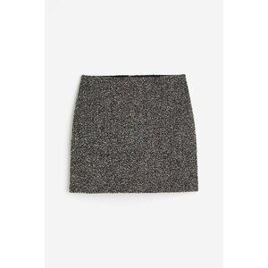 H&M Womens Textured Mini Skirt High Waist Slim Fit Dark Gray Herringbone Size 10